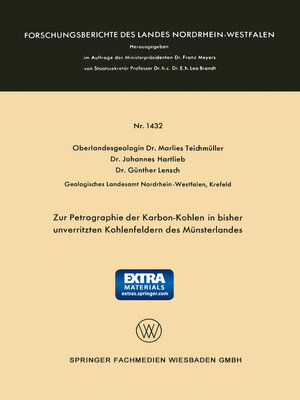 cover image of Zur Petrographie der Karbon-Kohlen in bisher unverritzten Kohlenfeldern des Münsterlandes